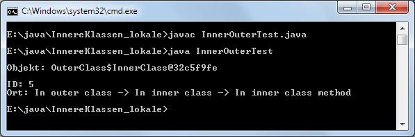 Java Innere Klasse lokale nichtstatische Klasse